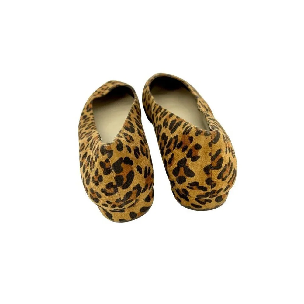 BC Footwear Pointed Toe Ballet Flats Faux Suede Leopard Print SZ 10 NEW